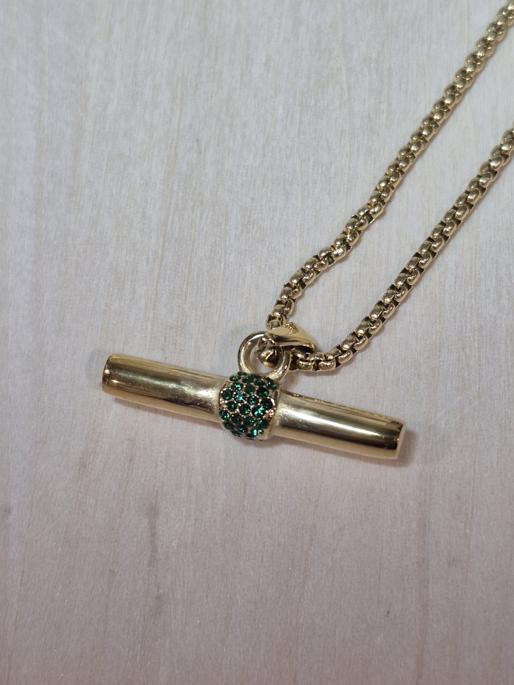 ππNEWππ STUNNING!! 18KT Over Stainless Steel CZ T-Bar Necklace - Picture 11 of 16